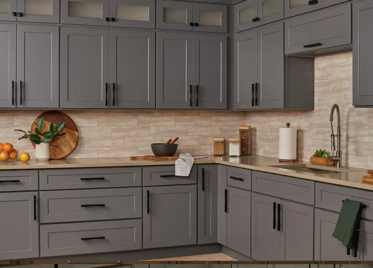 Kitchen in Liberty Shaker Grey cabinets