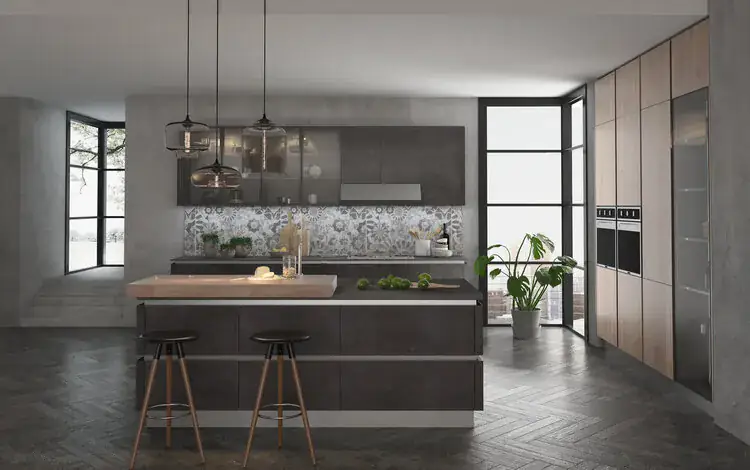 Kitchen in Rustic Gray cabinets